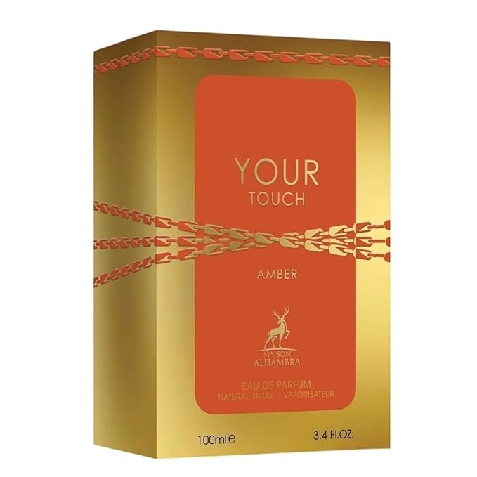 Maison Alhambra Your Touch Amber – Aromatic, Amber, Sweet, Warm – Eau de Parfum Spray Long-Lasting Fragrance for Men, 3.4 Ounce / 100 ml