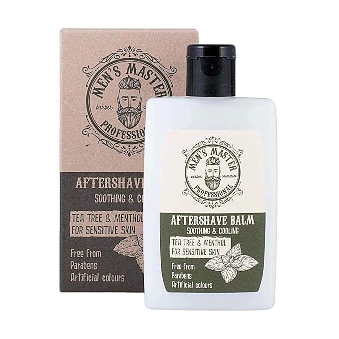 Soothing Aftershave Balm for Sensitive Skin"Tea tree and Menthol" Cosmetics for Men, Parabens FREE, 120 ml of Men's Master