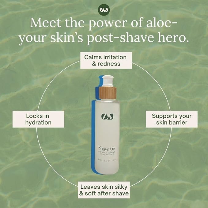 Organic Jaguar All Natural Shave Gel – Soothing, Non-Foaming Shaving Gel for Men & Women with Aloe Vera, Tea Tree & Chamomile – Smooth, Hydrating, Razor Burn Protection, Paraben-Free