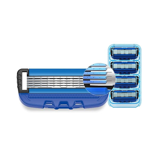 5Blade Razor for Men with Dual Lubrication Shaving Comfortable and Smooth Shaving Razors for Men, Handle & Cartridges (Cartridges fit Razor Handles only)