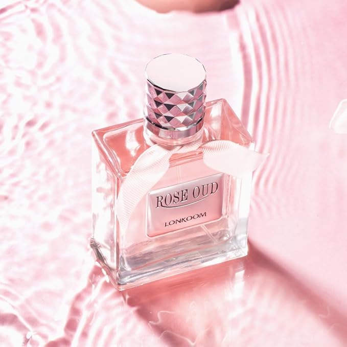Lonkoom Rose Oud Perfume for Women, FloralFruity Eau De Parfum Spray Long-Lasting Fragrance, 3.4 Fl Oz, Notes of Red Lychee, Golden Quince, Kiwi, Jasmine, Chocolate, Musk, Orris Root, Woods