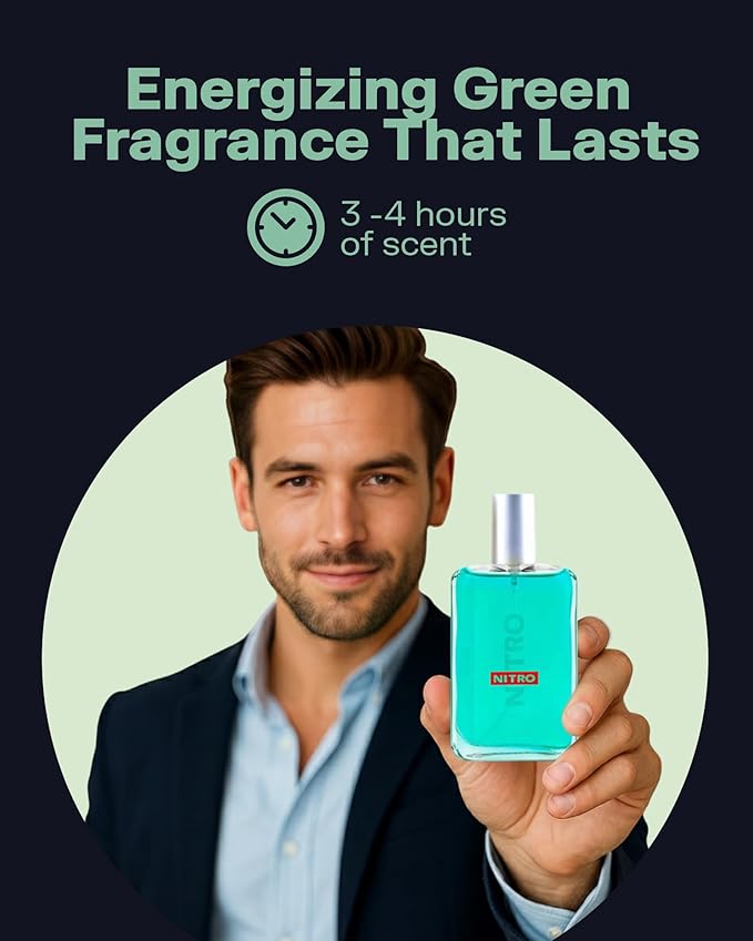 PB ParfumsBelcam Nitro Eau De Toilette Spray for Men – Affordable, Long-Lasting Woody Cologne with Fresh Apple, Mint, Pine & Sandalwood – Masculine Fragrance for Men, All-Day Use – 3.4 Fl Oz