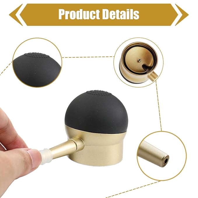 Hair Fibers Pump Fiber Applicator, Spray for Hair Building Fibers Nozzle Hair Thickening Tools, Instantly Thicken Thinning or Balding Hair for Men and Women (Gold)
