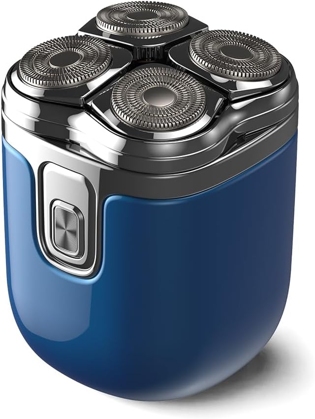 Electric Shaver for Black Men's Bald Head - Curved 4D Rotary Blades Prevent Razor Bumps, IPX6 Waterproof Wet/Dry Trimmer with Fast Charging & LED Display (Matte Blue)