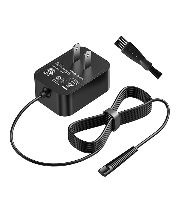 WUKUR 12V Charger Compatible with Braun Shaver Series 3/7/5/1/9, Charging Cord for Braun Electric Razor Shaver Trimmer 3040s, 310s, 340S, 5190cc, 5040s, 740S, 7865, 9290cc, 9095cc Replacement Adapter