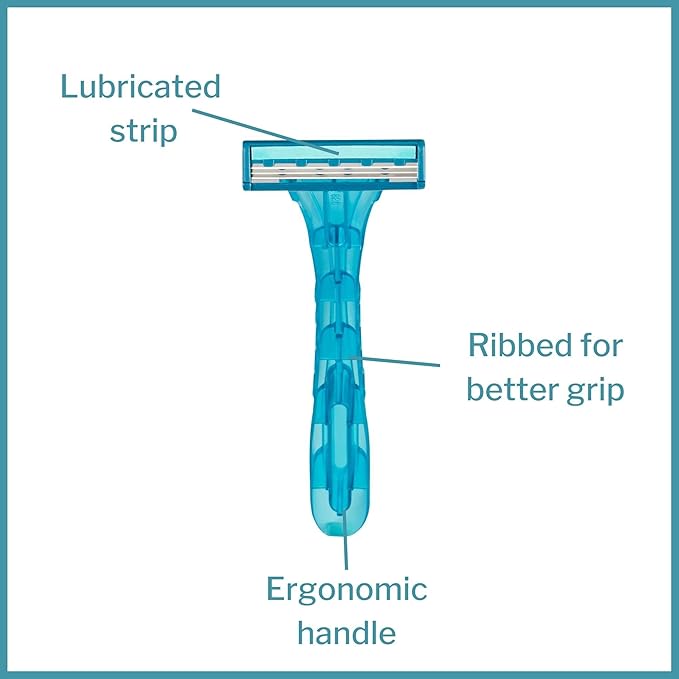 McKesson Disposable Razors, Stainless Steel Triple Blade, Lubricated Strip, Ergonomic Handle, Turquoise, 10 Count, 1 Pack