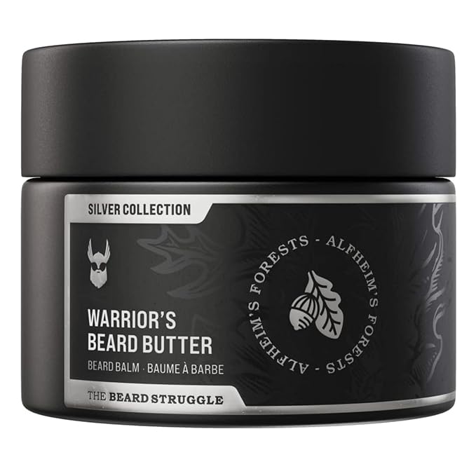 The Beard Struggle Warrior’s Beard Butter Alfheim's Forests - Silver Collection - Non-Greasy Low-Hold Formula, Luxurious Cologne-Grade Fragrances 100% Natural - 50g / 1.76 US. oz. Warrior-Glass Jar