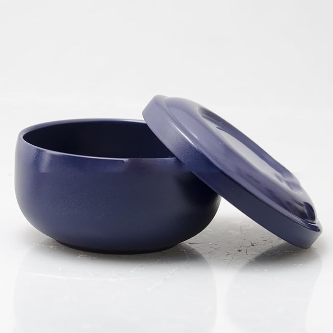 Yinhing Stainless Steel Shaving Bowl with Lid,Blue Shaving Mug for Shave Cream and Soap Blistering,Unbreakable Shaving Cup for Wet Shaving