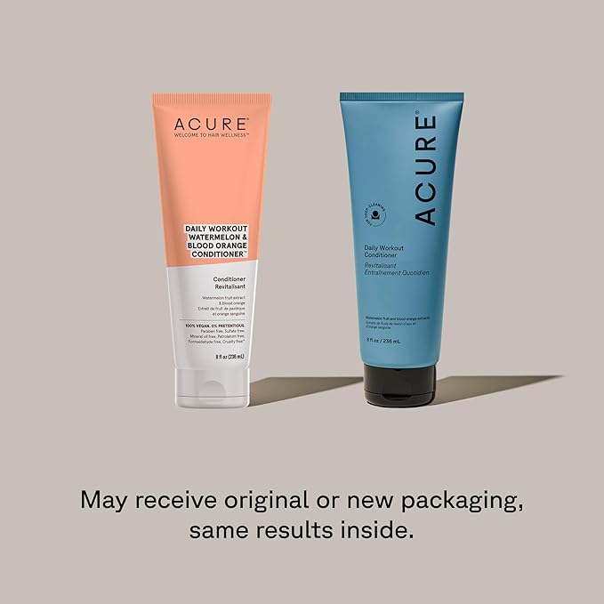 Acure Daily Workout Watermelon Shampoo & Conditioner - Lightweight Hydrating & Clarifying Shampoo and Conditioner for Women & Men w/Oily, Damaged Hair & Dry Scalp, Color Safe, Sulfate Free - 8 fl oz