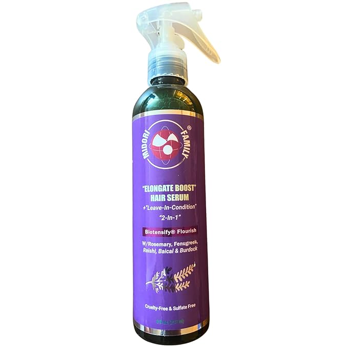 Midori Family Elongate Boost Concentrate Hair Serum - 8oz: To encourage hair thickness and length for Thinning Hair, Hair Loss remedy for Men & Women to stimulate Hair Follicle