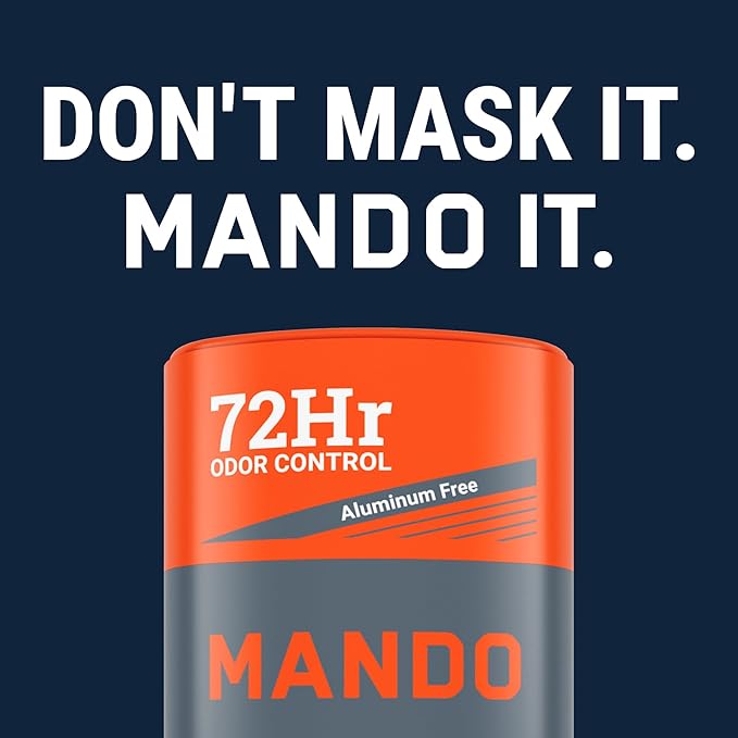 Mando Whole Body Deodorant Two Piece System - 2.6 oz Smooth Solid Stick & 5.0 oz 4 in 1 Acidified Cleansing Bar - Aluminum & Baking Soda Free Odor Control - Doctor Developed - 2 pc Bundle (Mt Fuji)