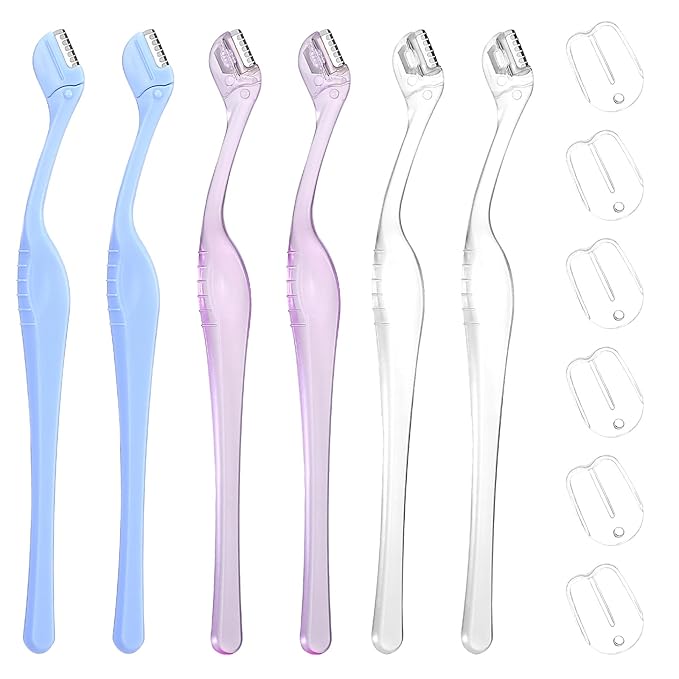 6Pcs Small Eyebrow Razors, Mini Razors for Women, 5.1"Eyebrow Trimmer Razer, Mini Eyebrow Trimmer with Safety Cap for Makeup Face Care