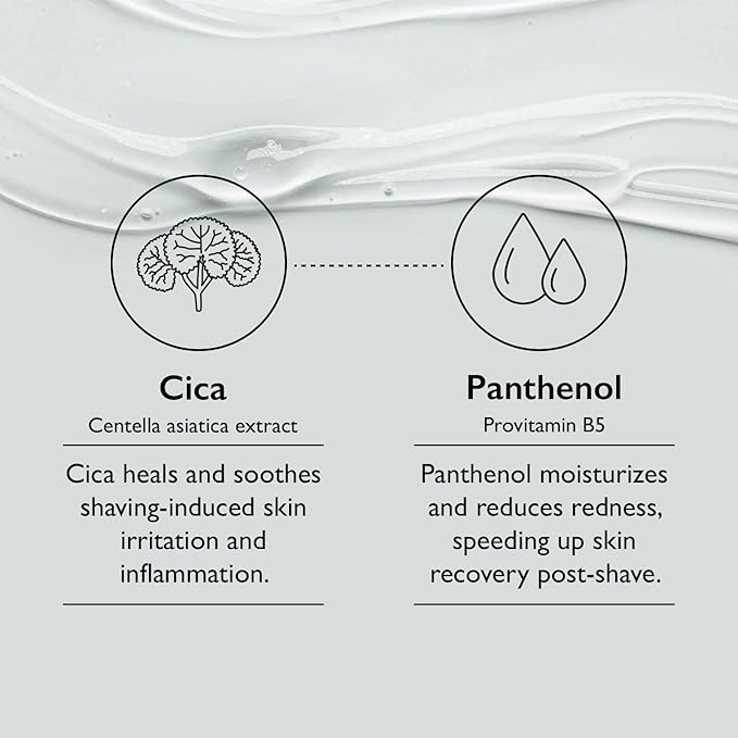 Cica Shaving Gel, Transparent, non-foaming soothing gel, enriched with Centella Asiatica, Aloe Vera and Panthenol for Skin Protection for all sensitive type skin 8.45 oz