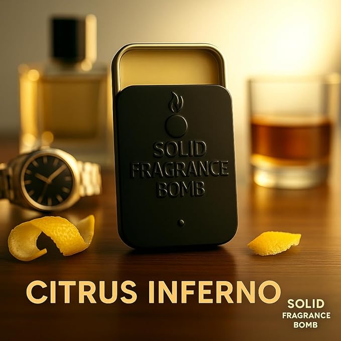 – Premium All-Natural Solid Cologne for Men & Women | Long-Lasting, TSA-Safe, Alcohol-Free, Halal, Handmade Travel Fragrance Balm (Citrus Inferno)