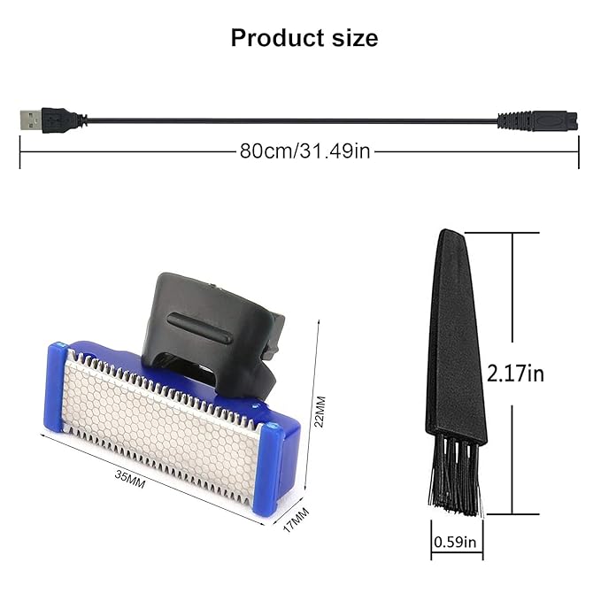 4PCS LinMei Solo Replacement Heads Compatible for 1st Generation Microtouch Solo Mens Shaver with Shaver Charging Cable for Electric Trimmer