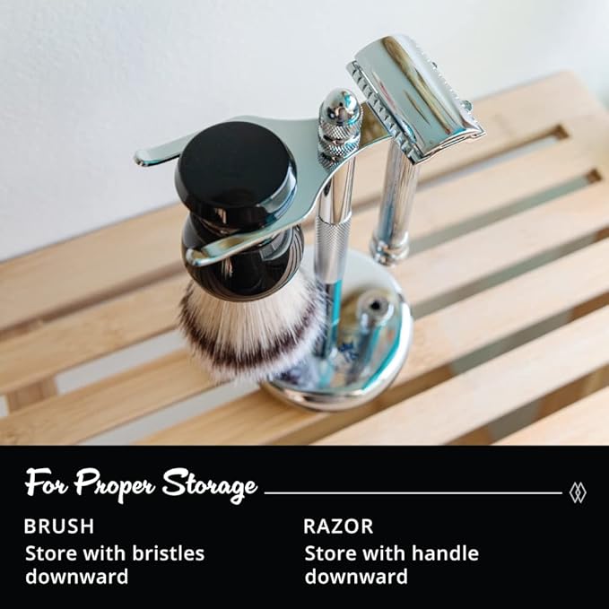 RoyalShave Safety Razor and Brush Stand - Polished Chrome