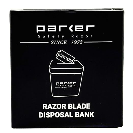 Parker Double Edge Blade Disposal Bank, All-Metal, Reusable Storage Container for Safe Razor Blade Recycling, 2.75 x 2.75 x 2.8 Inches, 300 Blade Capacity