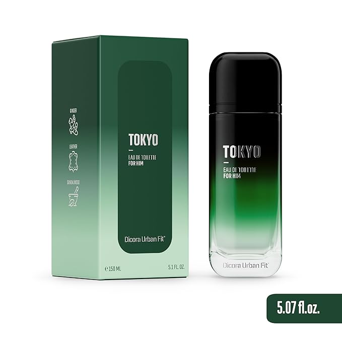 Dicora Urban Fit Tokyo Cologne for Men - Notes of Ginger, Bergamot, Lavender, and Leather - Sensual, Irresistible Fragrance - 5.07 oz EDT Spray