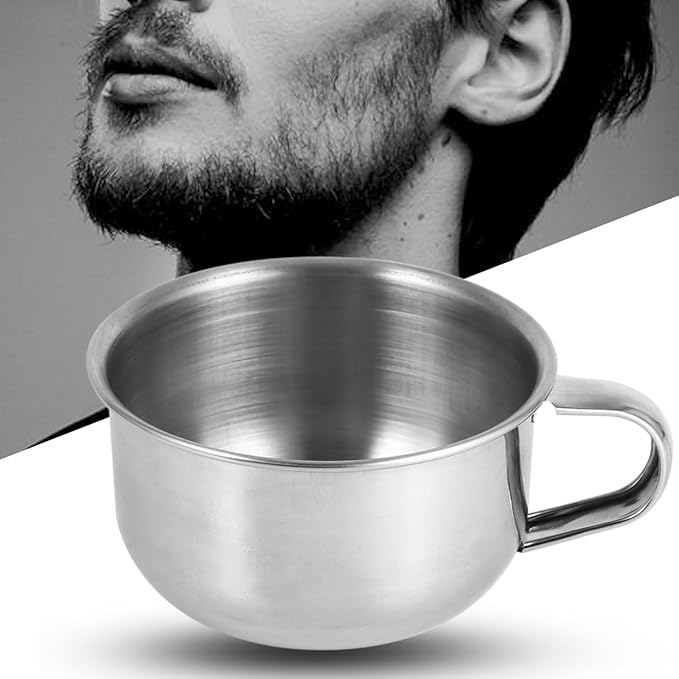 Stainless Steel Shaving Soap Bowl for Men, Shaver Soap Mug Bowl Cup with Handle, Stylish, and Easy to Clean, Shaving Soap Bowl for Beard Cleaning and Gifting