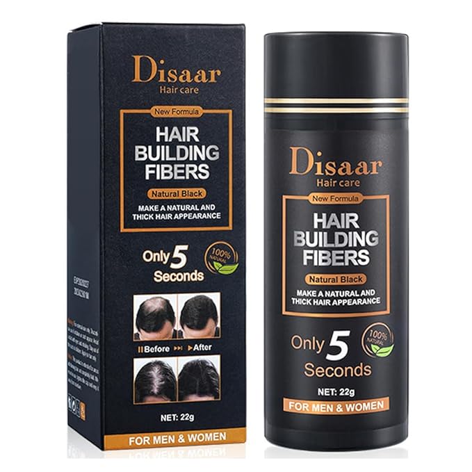 DISAAR BEAUTY Protein Fiber Thickening Hair Building Fibers Natural Black for Men and Women Keratin Fiber 22g / 0.78oz
