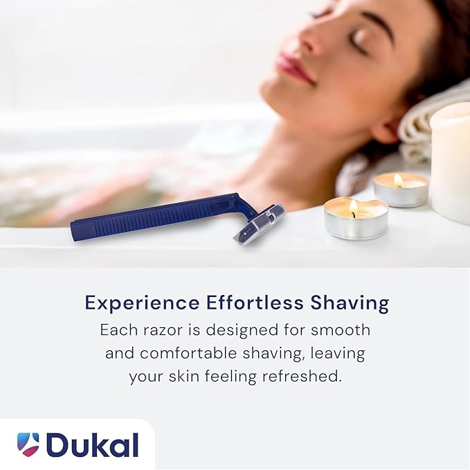 Dukal DawnMist Twin-Blade Disposable Razor, Blue Handle – Bulk Pack of 100, Precision Shave for Smooth & Comfortable Grooming