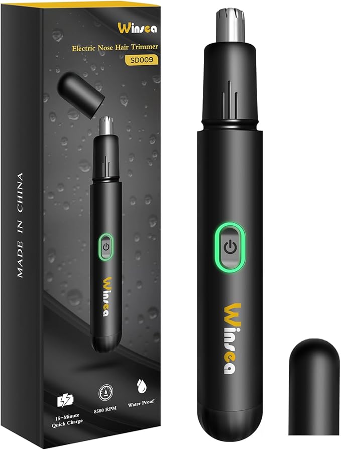 Precision Nose Hair Trimmer – 360° Safe & Efficient Electric Trimming, USB Rechargeable, Waterproof, for Nose, Ear, Eyebrows, and Beard Grooming