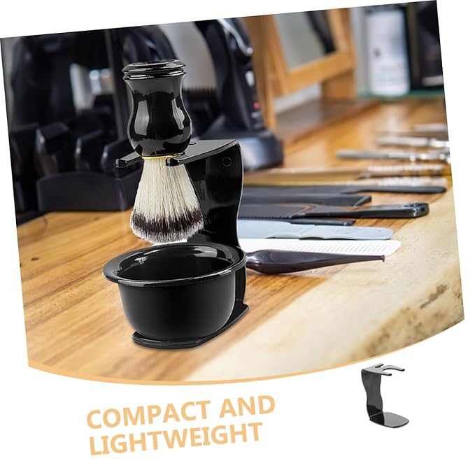 FRCOLOR 3pcs Safety Razor and Brush Stand Men's Grooming Shaving Razor Holder Portable Travel Shaving Brush Rack