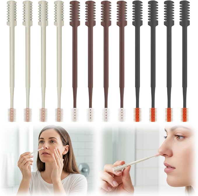 Fliwos 2-in-1 Nasal Hair Cutter, 2026 Upgraded Double Sided Nose Hair Trimmer, Portable Manual Nasal Clippers, 360° Rotating Nose Hair Remover Tool for Men and Women (Multicolor 12pcs)
