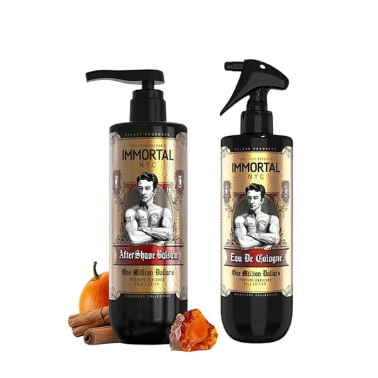 Immortal NYC, AFTERSHAVE SPRAY & BALM/CREAM for Men- Moisturizing & Soothing Formula After Shaving and Cologne - 17 oz (Cinnamon,Mint)