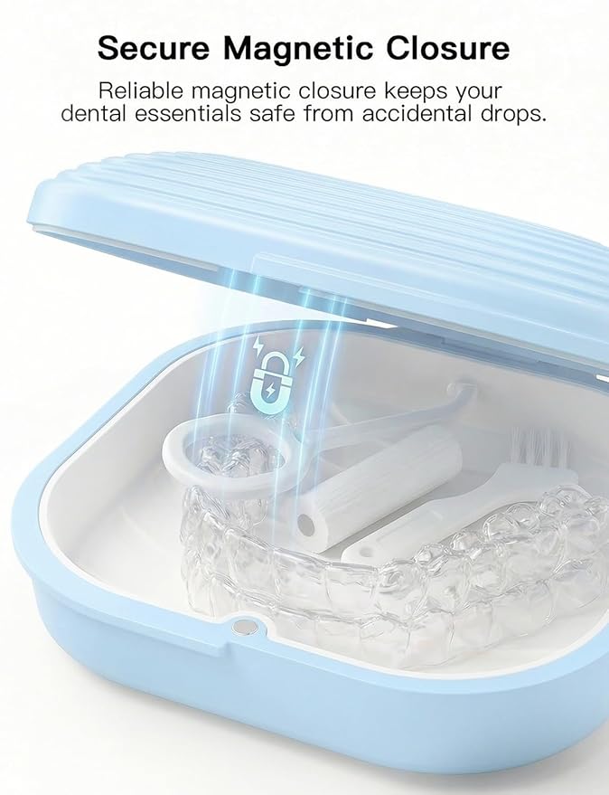 HEMILAB Slim Aligner Case with Vent Holes, Compatible with Invisalign, Cute Case with Removal Tool, Chewies and Brush, YellowWhite