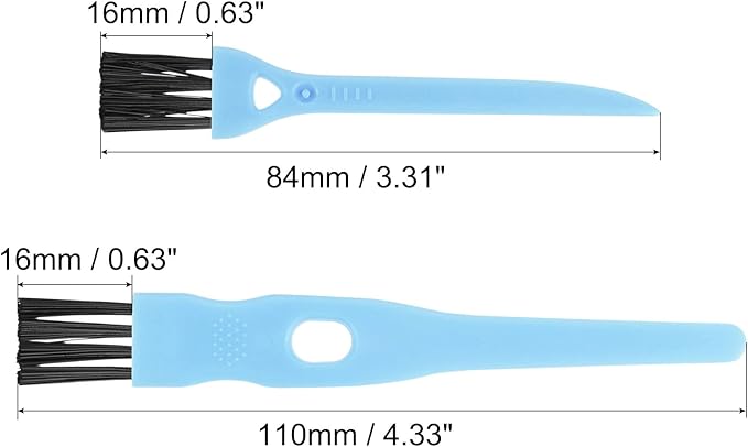 MECCANIXITY Shaver Brush Cleaning Tools with Blue Handle Black Nylon Bristles 2 Sizes for Keyboard, Window Track, Vent Outlet, Home, Office, 8 Pack