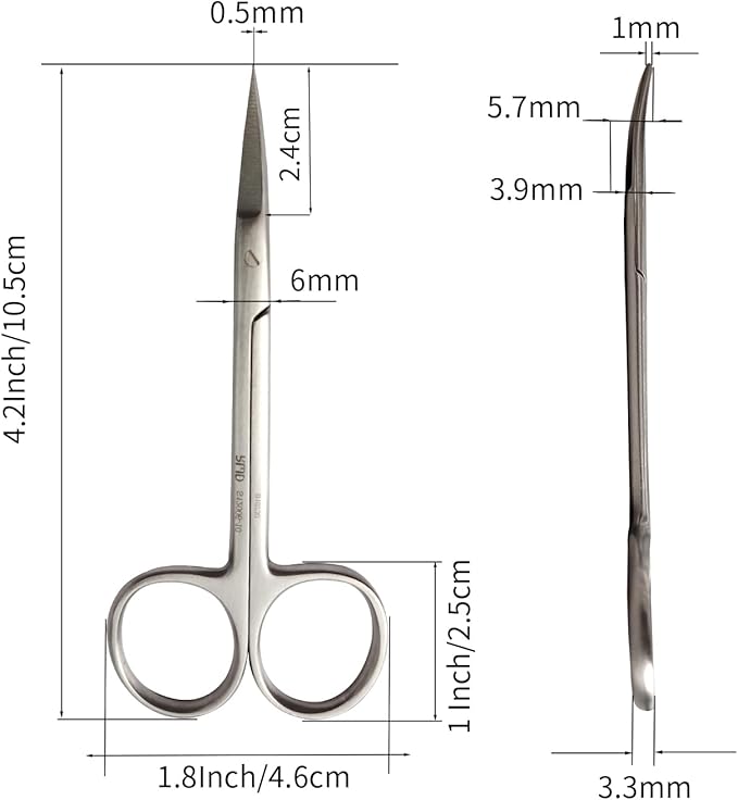 RWD IRIS-Fine Micro Scissor, 4.2 Inch Sharp Tip Curved Iris Medical Scissors, Martensitic Stainless Steel Surgical Scissors, Precision Cutting for Surgical, Dental & Lab, S12006-10