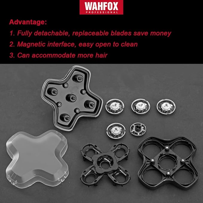 WAHFOX 5 Blades Magnetic Shaver Replacement heads for SKULL SHAVER HEAD SHAVER