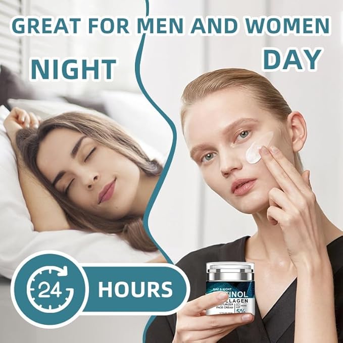 Retinol Cream for Face with Collagen and Hyaluronic Acid, Hydrating Face Lotion, Rapid Wrinkle Repair, Anti Aging Facial Moisturizer Day and Night for Women and Men 1.7Fl Oz