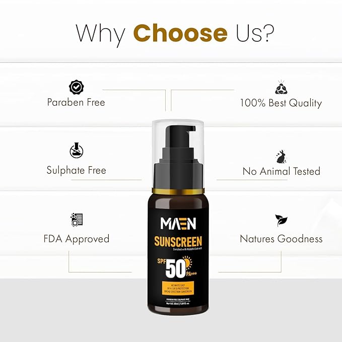 M-EAEN, Sunscreen For Men | Sunscreen Spf 50 Pa+++ With Mulethi Extract | For Dry & Oily Skin | 50ml