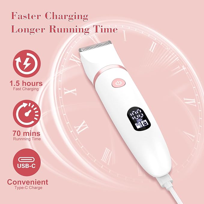 3-in-1 Electric Razor IPX7 Waterproof Bikini Trimmer Wet & Dry Use Painless Personal Trimmer Groomer for Ladies Face Body Legs Bikini Public Hairs Electric Lady Shaver with Replaceable Heads