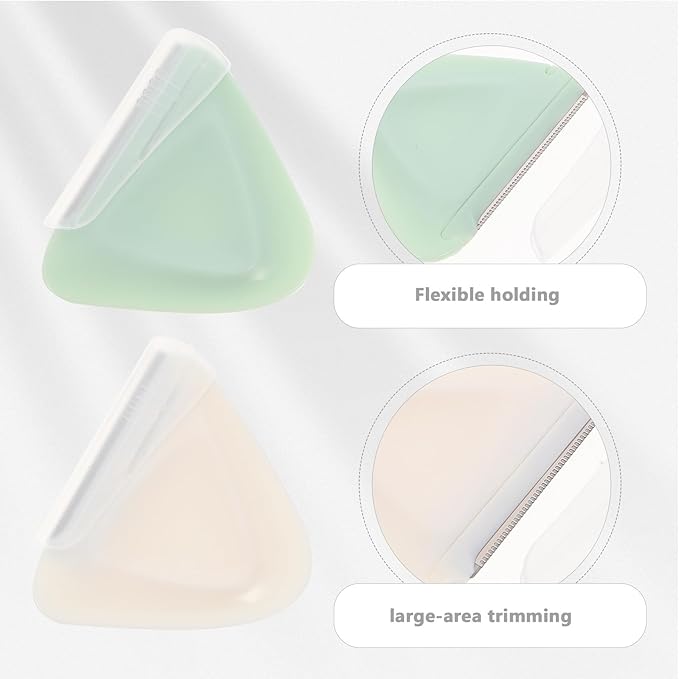 WOONEKY Eyebrow Shavers and Brow Trimmers 4Pcs Small Triangle Facial Hair Remover Kit for Beginners with Safety Cover in Light and Mint Colors 2 Sets