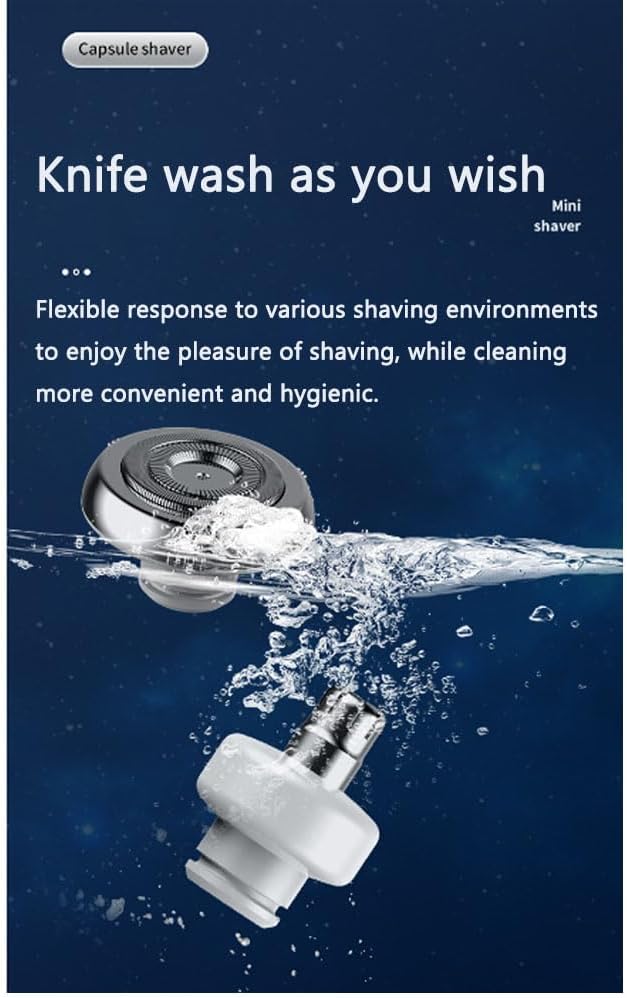 Mini Electric Travel Shaver for MenRechargeable Rotary Shaver WashablePocket Size Shaving Razor PortableClose Shave Beard Trimmer Wet & DryRotary Electrical Shave (White)