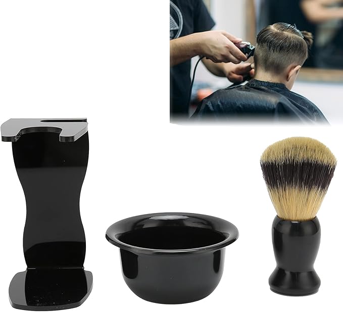Shaving Brush Kit, Soft Brush Hair 3pcs Beard Shaving Brush Long Lasting for Father's Day Gifts for Birthday Male