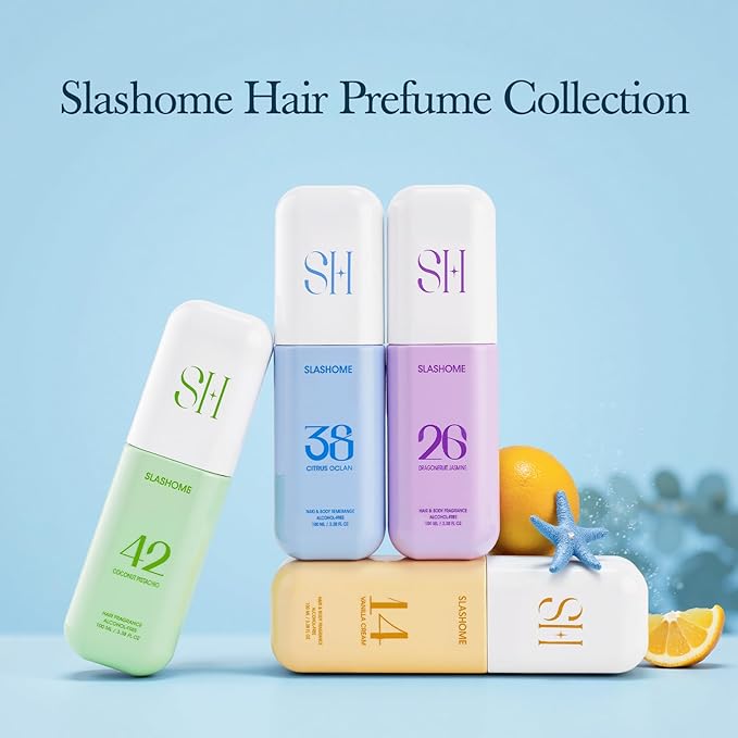 slashome Hair Perfume for Women & Men, Alcohol-Free Citrus Ocean Hair & Body Mist, Lightweight Long-Lasting Fragrance Mist for Hair, Body & Fabric, Birthday & Valentine’s Day Gift, 100ml / 3.38 fl oz