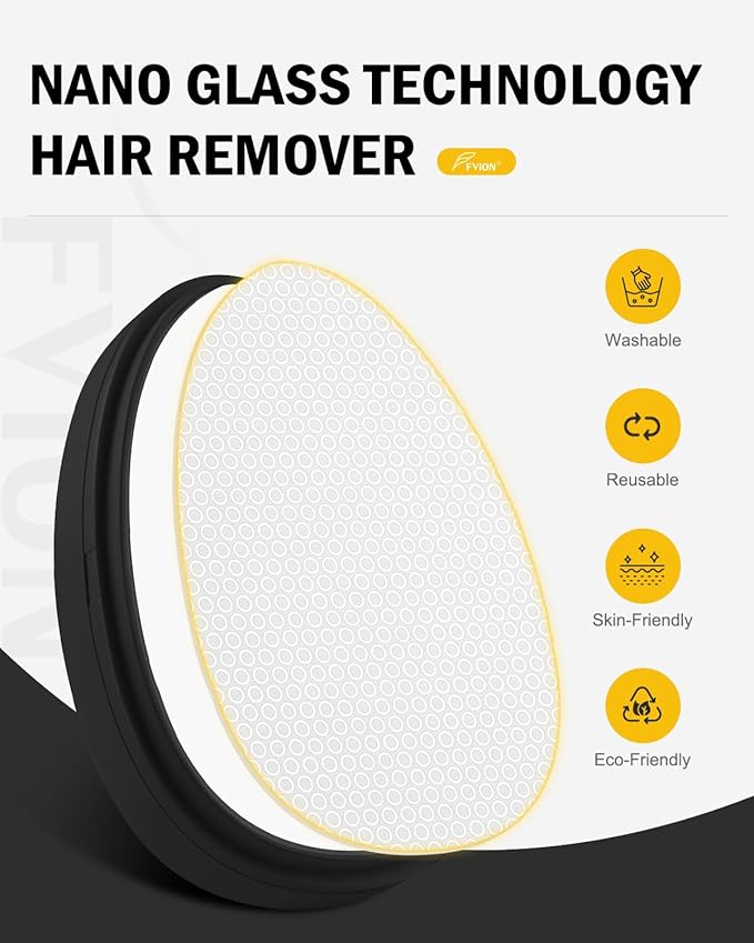 FVION Painless Glass Hair Eraser, Innovative Fine Grit Crystal Body Shaver for Smooth Skin, Effortless Removal Tool (Black)