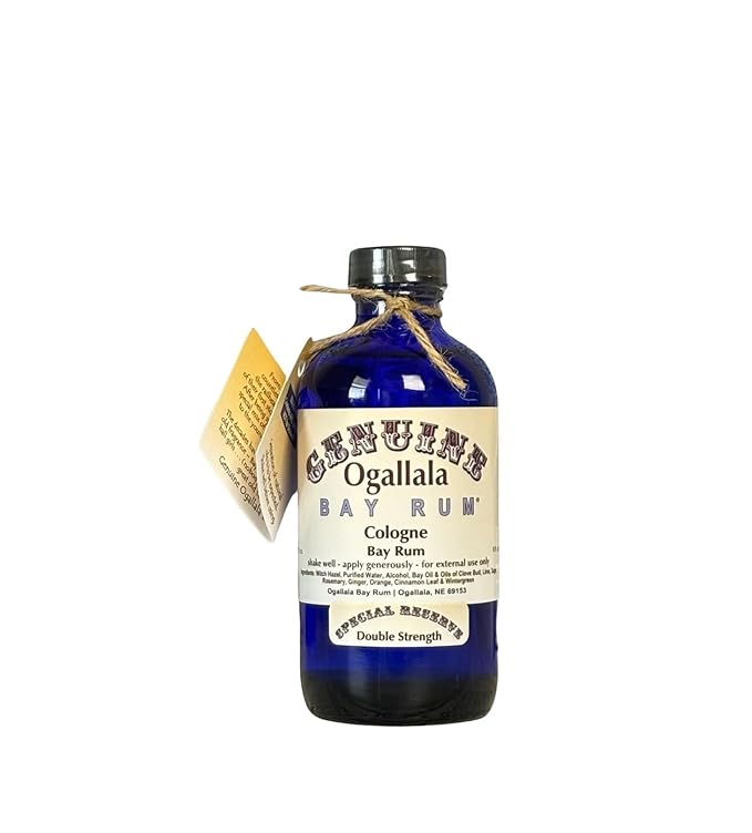 Ogallala Bay Rum Genuine Cologne 8 oz. Double Strength|Special Reserve| Hand Crafted| Old Fashioned| Cobalt Blue Bottle