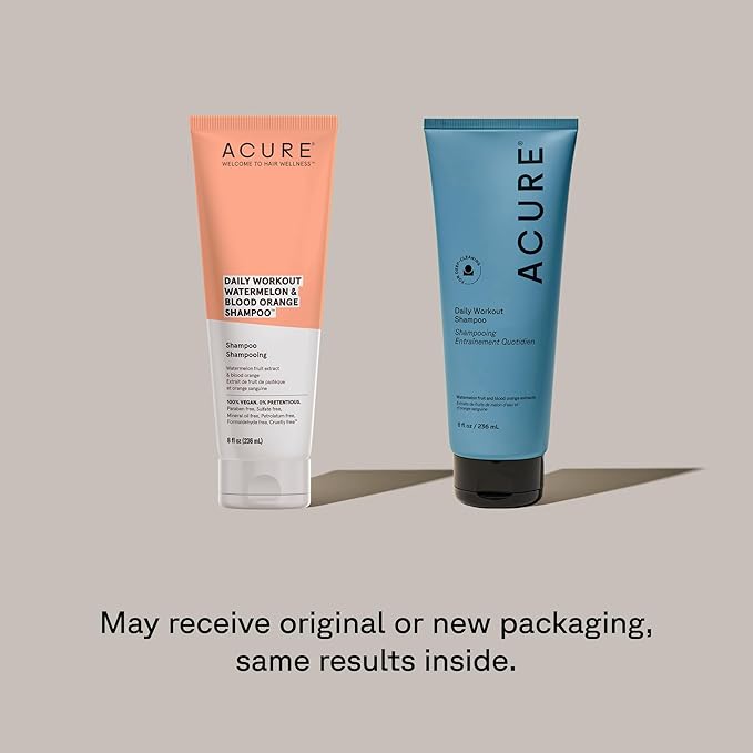Acure Daily Workout Watermelon Shampoo & Conditioner - Lightweight Hydrating & Clarifying Shampoo and Conditioner for Women & Men w/Oily, Damaged Hair & Dry Scalp, Color Safe, Sulfate Free - 8 fl oz