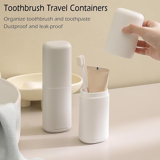 Portable Travel Toothbrush Case with Gargle Cup - Hard Shell Toothbrush Holder & Toothpaste Container, Detachable Bottom for Easy Cleaning, Matte BPA-Free Organizer for Business Trip, Camping, Gym
