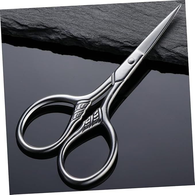 Ipetboom 2Pcs Stainless Steel Mustache Scissors for Men Beard Trimming Grooming Kit Rust Facial Hair Shears Barber Salon Precision Styling Silver