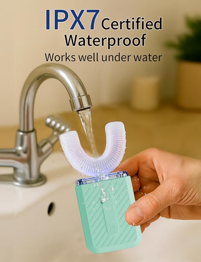 U-Shaped Electric Toothbrush for Adults, U-Shaped Electric Toothbrush with 360° Automatic Cleaning, Toothbrush with 4 Cleaning Modes