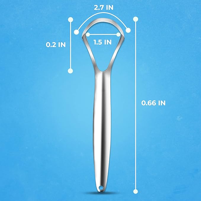 HOKIN Tongue Scraper for Adults with Travel Cases (2Pcs Oral Care Pack) - 100% Metal Spoon Shaped Tongue Cleaners, Tough Scrapers for Oral Hygiene