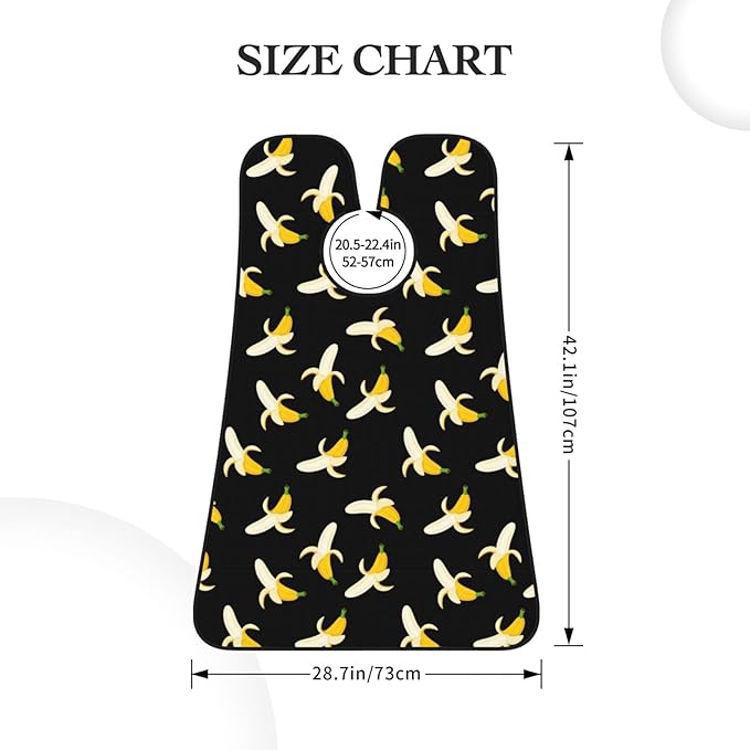 Beard Bib Apron for Men Shaving, Waterproof Non-Stick Hair Catcher with Suction Cups, Grooming Essential for Dad Husband, Yellow Banana Fruit Funny Black Pattern Shave Bib