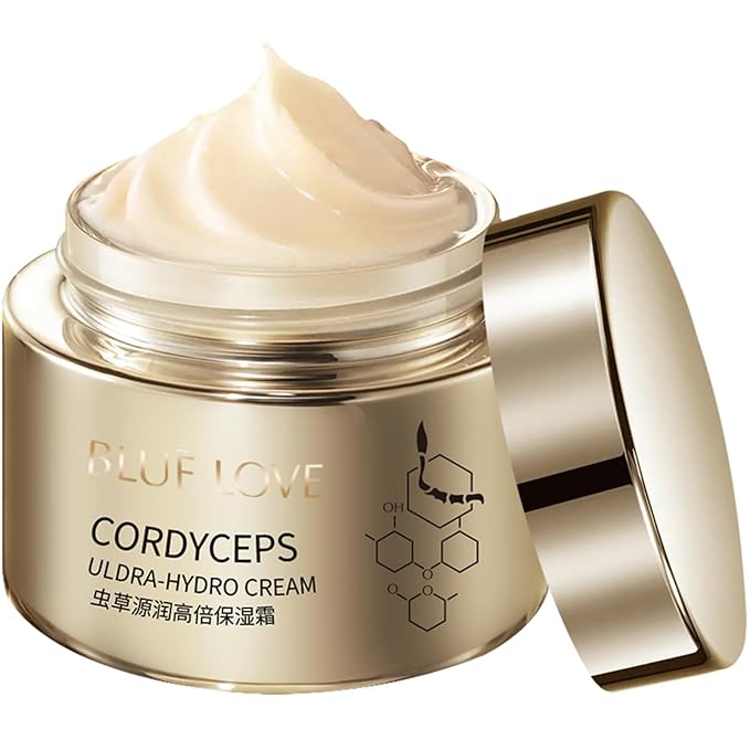 BLUE LOVE Cordyceps Hydrating Face Cream - Anti-Aging Moisturizer for Dry Skin, Deep Nourishment for Men & Women, All Skin Types, Non-Greasy Formula