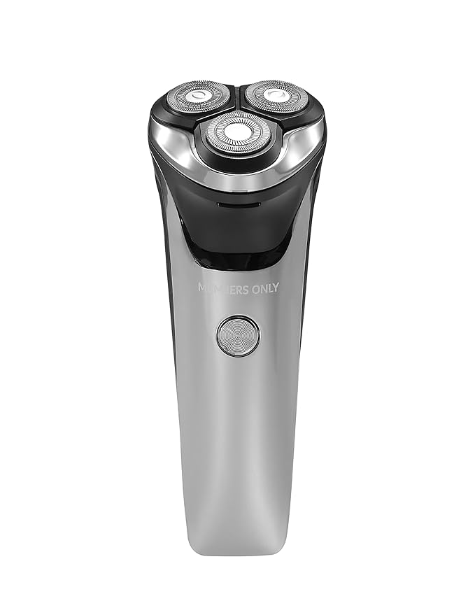 Members Only Electric Razor for Men, Lithium Metallic Cordless 3 Heads Rotary Shaver, Precision Trimming, Close Shave with Built-in Pop-up Trimmer, IPX6 Waterproof, USB Rechargeable Battery